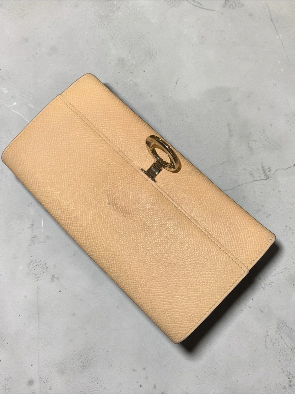 Bvlgari Leather Long Wallet with Circular Metal Clasp